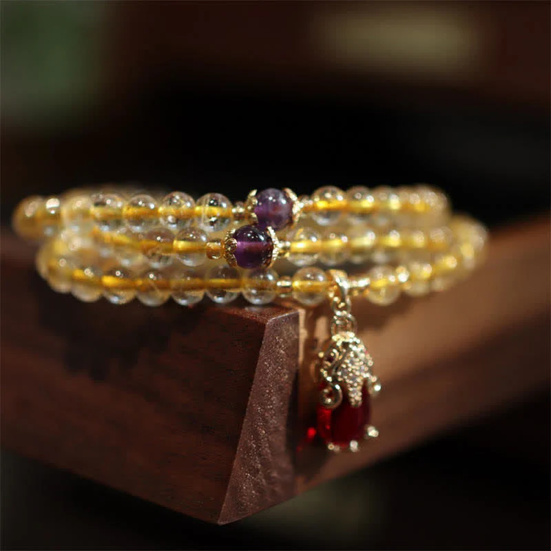 Mocoer Citrine Amethyst PiXiu Prosperity Happiness Protection Bracelet - Mocoer