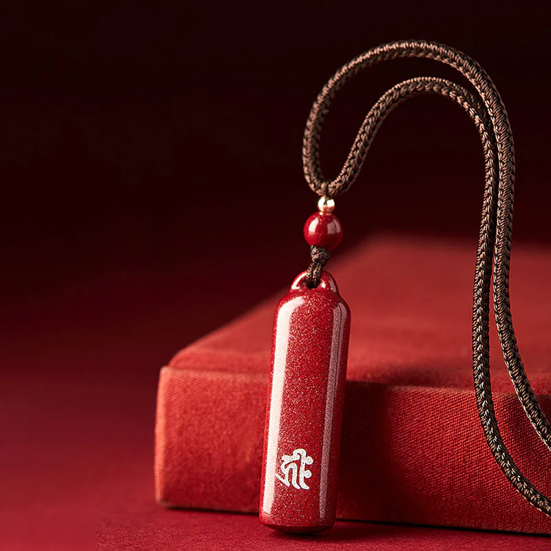 Mocoer Chinese Zodiac Natal Buddha Cinnabar Amulet Protection String Necklace Pendant - Mocoer