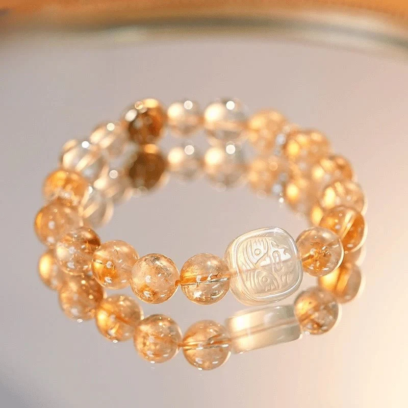 Mocoer Topaz Citrine Tiger Eye Zakiram Goddess of Wealth Bracelet - Mocoer