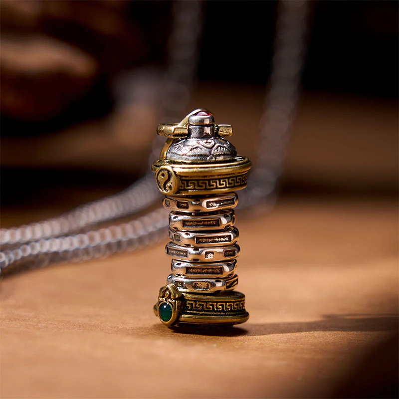 Mocoer Yin Yang Tower Copper Balance Rotatable Necklace Pendant - Mocoer