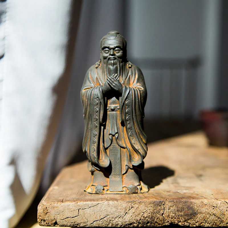 Mocoer Handmade Confucius Iron Powder Rust Cast Resin Statue Home Decoration - Mocoer