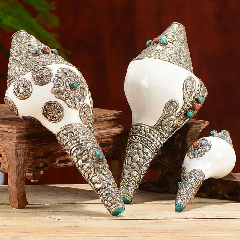 Mocoer Tibetan Natural Shankha Conch Shell Seashell Wealth Lucky Home Decoration - Mocoer