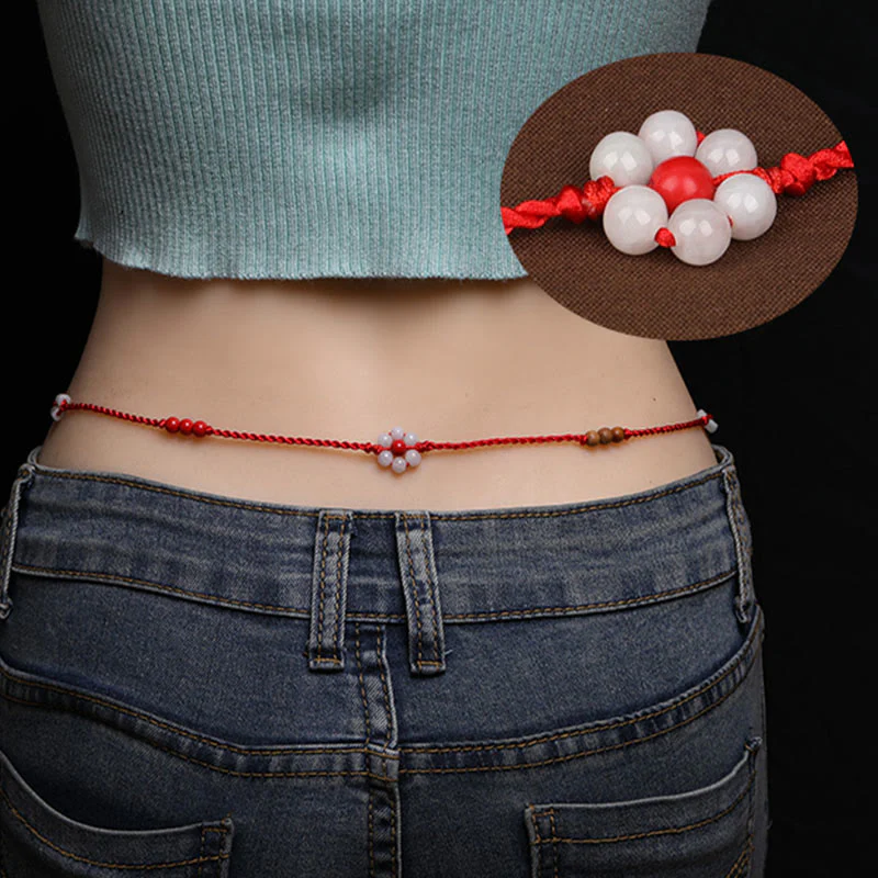 Mocoer Chinese Zodiac Peach Wood Blessing Red String Belly Chain - Mocoer