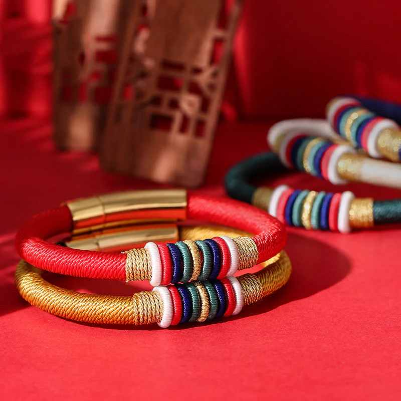 Mocoer Tibetan Handmade Colorful King Kong Knot Five Elements Luck Braid String Bracelet - Mocoer