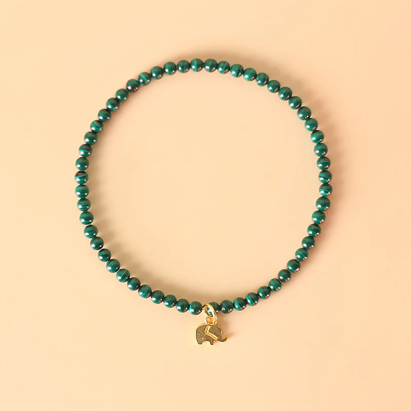 Mocoer Natural Malachite Elephant Anti-Anxiety Charm Bracelet - Mocoer