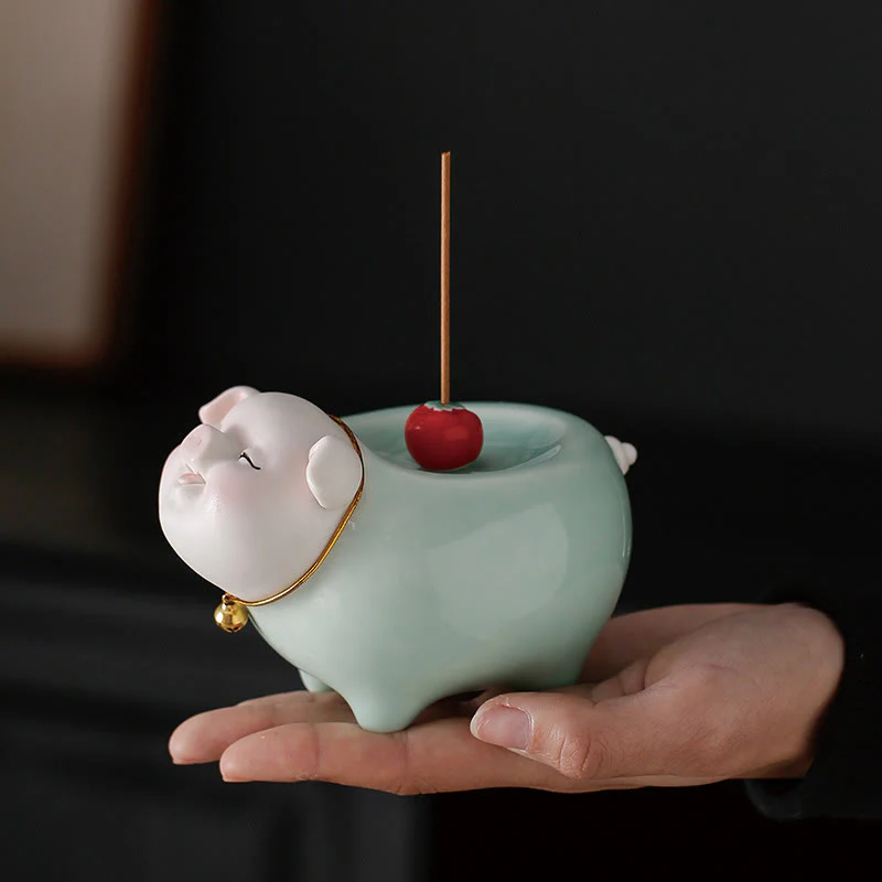 Mocoer Ceramic Little Pig Blessing Stick Incense Burner - Mocoer