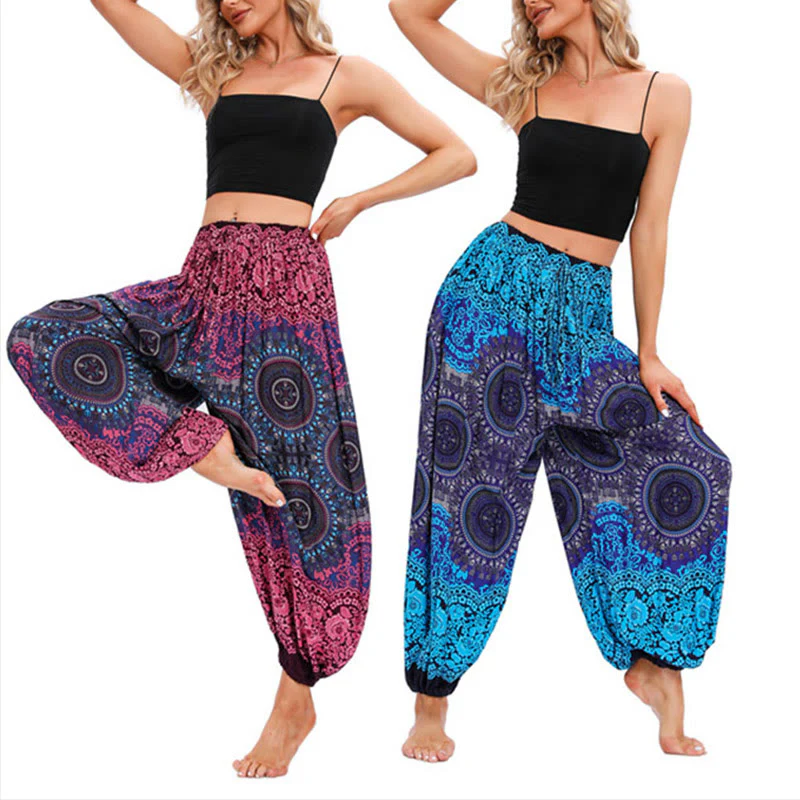 Mocoer Casual Loose Compass Pattern Harem Trousers Women's Yoga Pants - Mocoer