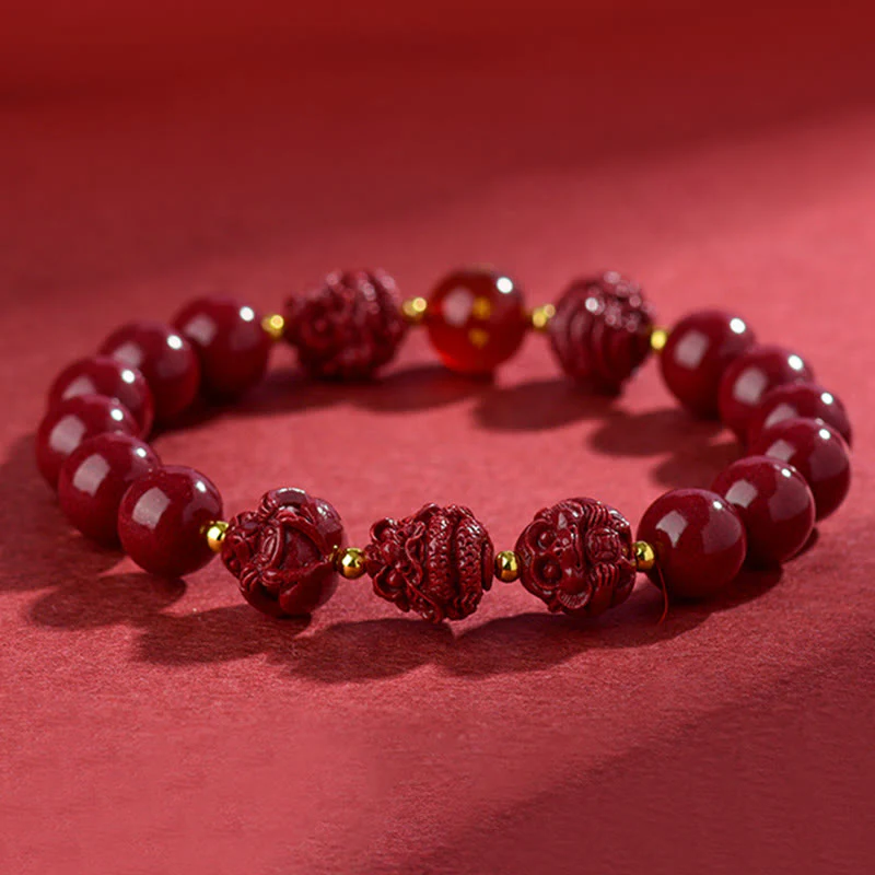 Mocoer Chinese Zodiac Cinnabar Keep Away Evil Spirits Blessing Bracelet - Mocoer
