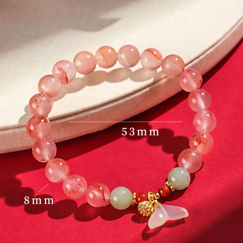 Mocoer South Red Agate Butterfly Orchid Hetian Jade Luck Bracelet - Mocoer