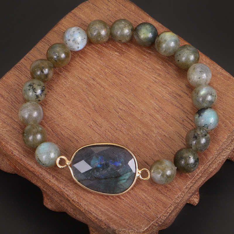 Mocoer Natural Labradorite Moonstone Support Healing Beaded Bracelet - Mocoer
