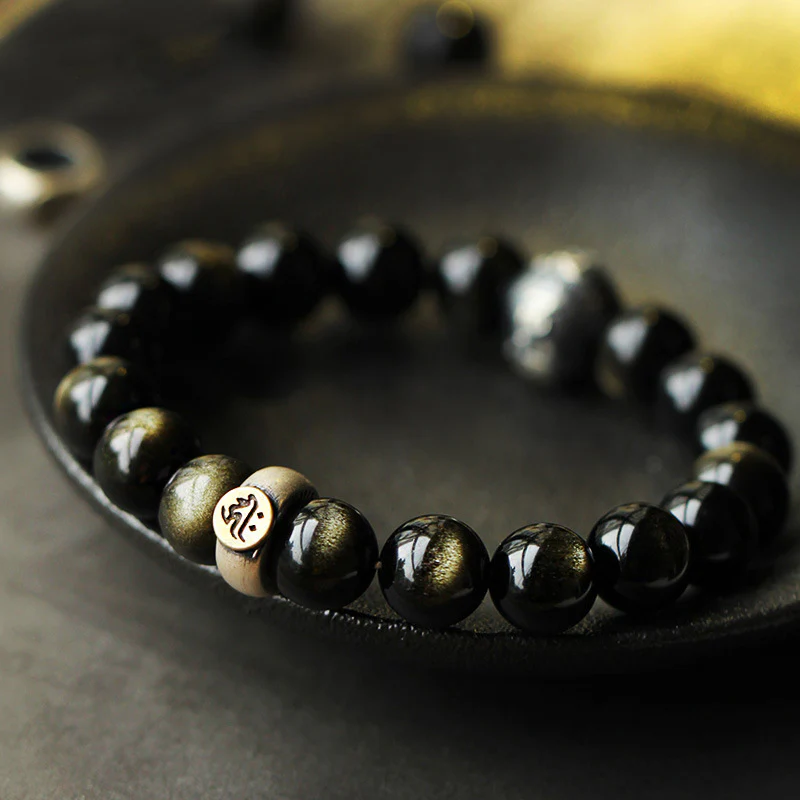 Mocoer Chinese Zodiac Natal Buddha Obsidian Purification Bracelet - Mocoer
