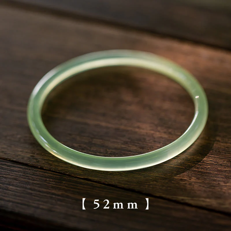 Mocoer Natural Green Chalcedony Strength Courage Cuff Bangle Bracelet - Mocoer