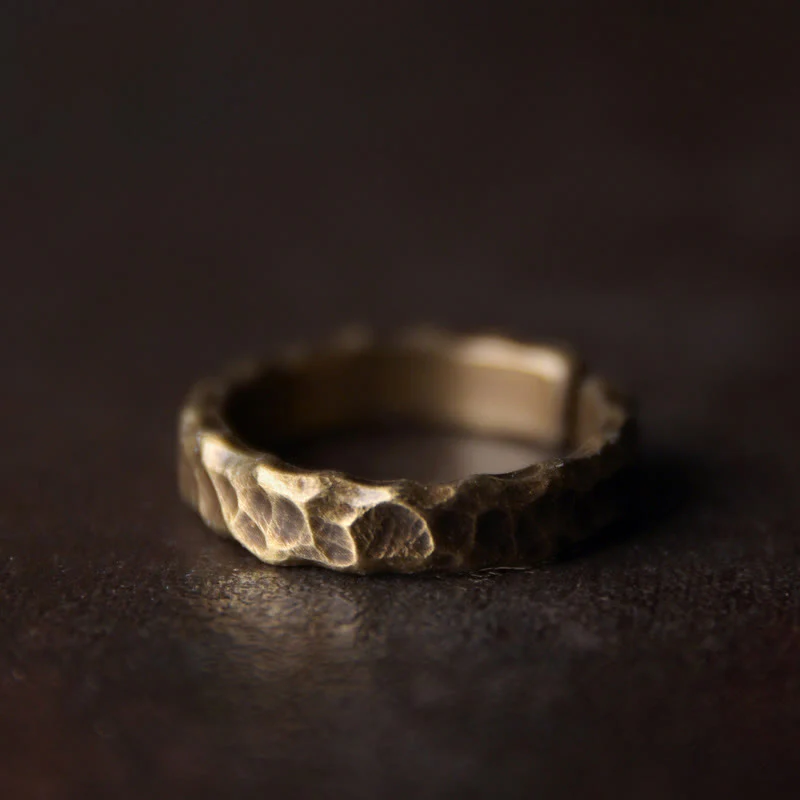 Mocoer Tibetan Bump Texture Design Copper Brass Luck Ring - Mocoer