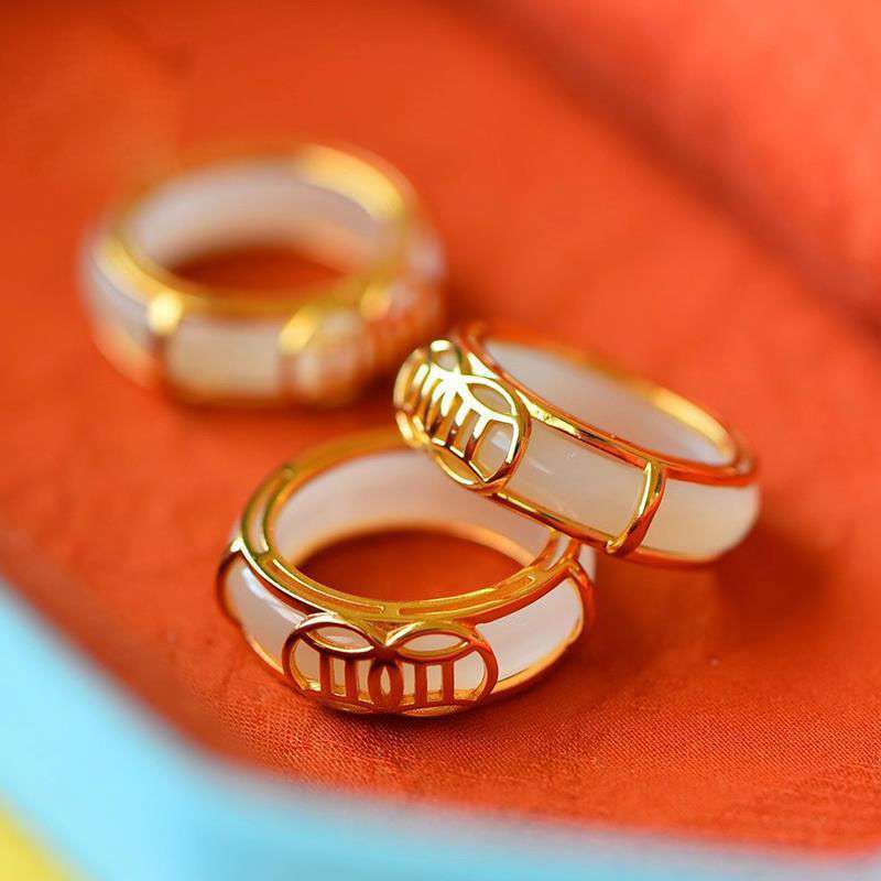 Mocoer White Jade Luck Ring Necklace - Mocoer