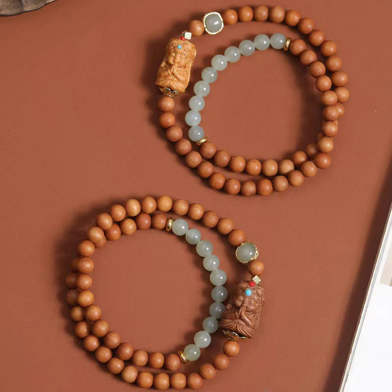 Mocoer Tibetan Zakiram Goddess Of Wealth Hetian Jade Sandalwood Prosperity Bracelet - Mocoer