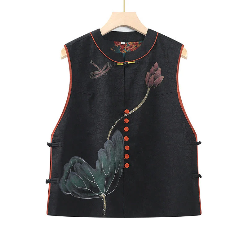 Mocoer Vintage Embroidery Jacquard Weave Flower Pattern Vest - Mocoer