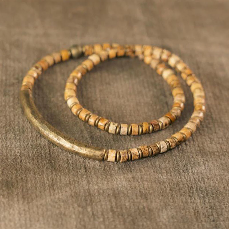 Mocoer Sodalite Picture Jasper Green Point Stone Harmony Wisdom Bracelet - Mocoer