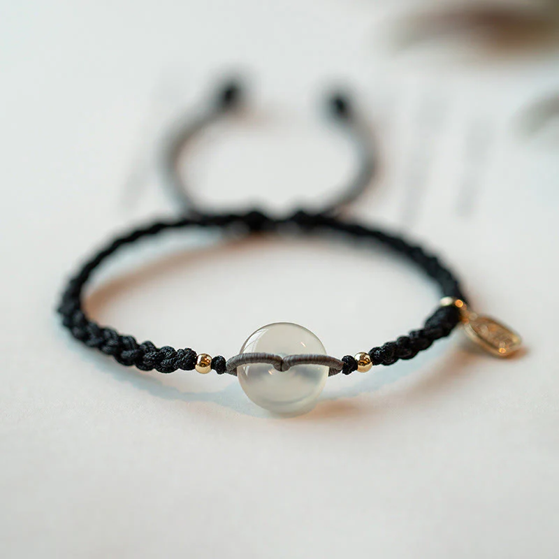 Mocoer Chalcedony Round Peace Buckle Positive String Bracelet - Mocoer