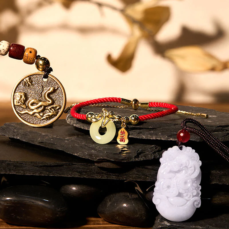 Mocoer Lucky The Year of The Snake 2025 Jade Red String Protection Bundle-1 - Mocoer