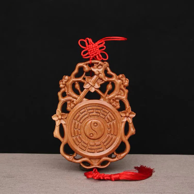 Mocoer Feng Shui Bagua Map Peach Wood Chinese Knotting Balance Energy Map - Mocoer