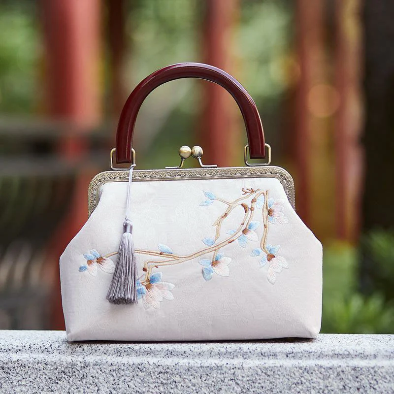 Mocoer Flower Embroidery Handbag Crossbody Bag - Mocoer