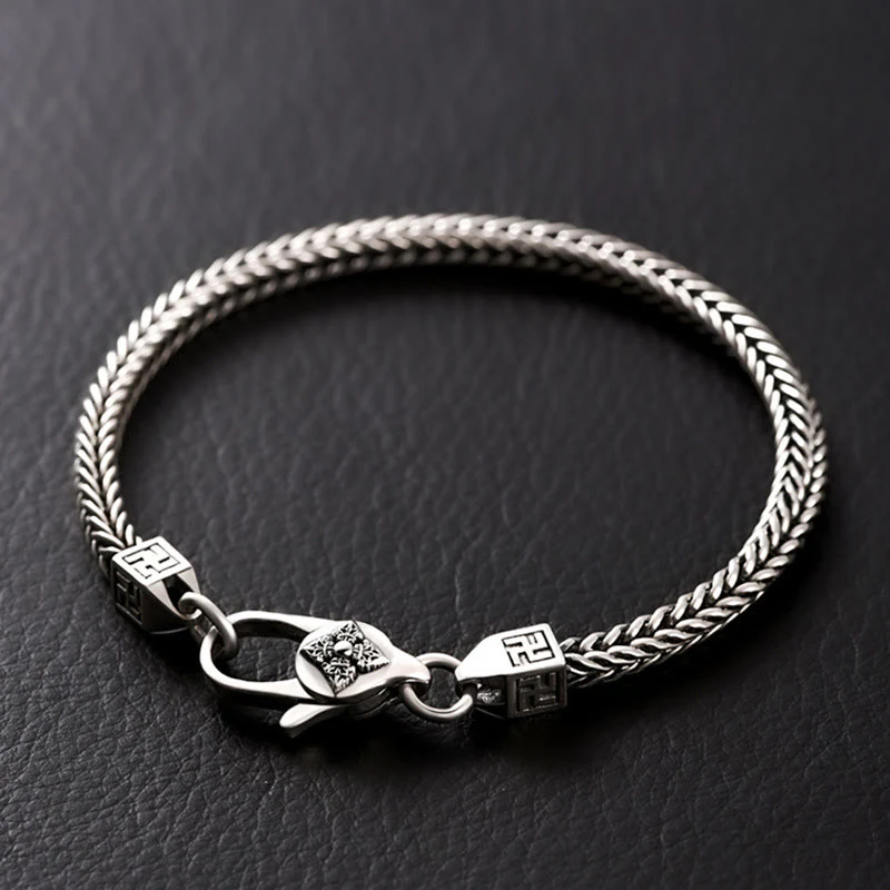 Mocoer Tibetan Double Dorje Vajra Swastika Spiritual Power Chain Bracelet - Mocoer