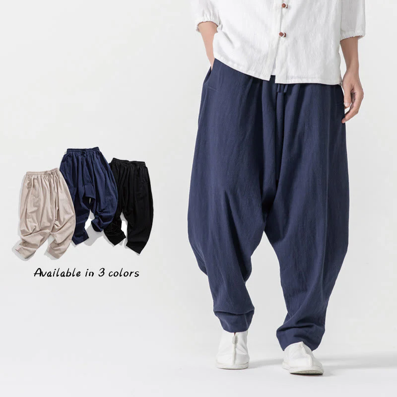 Mocoer Solid Color Drawstring Men's Harem Pants With PocketsAnkle-Length (9 Length) - Mocoer