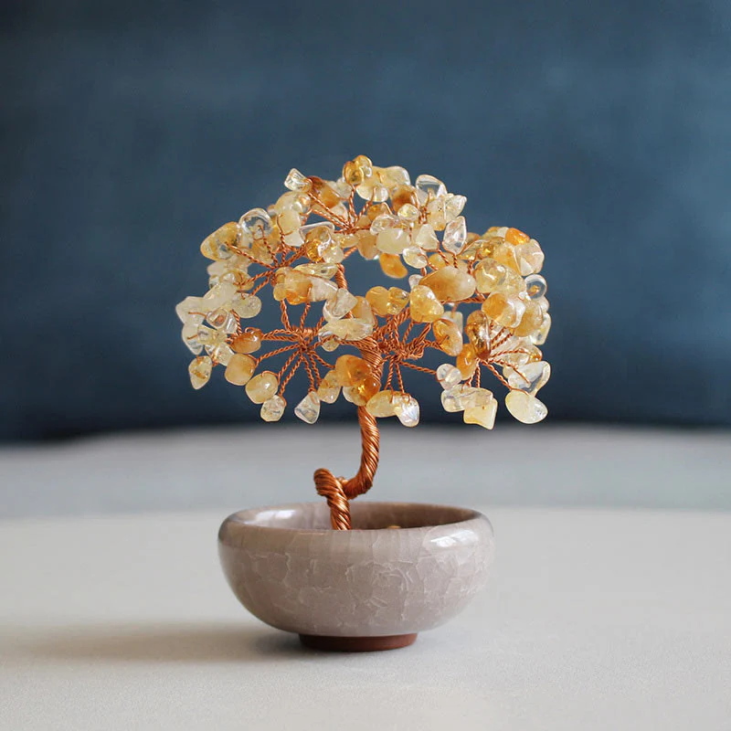 Mocoer Various Crystal Citrine Amethyst Green Aventurine Tree Prosperity Home Decoration - Mocoer