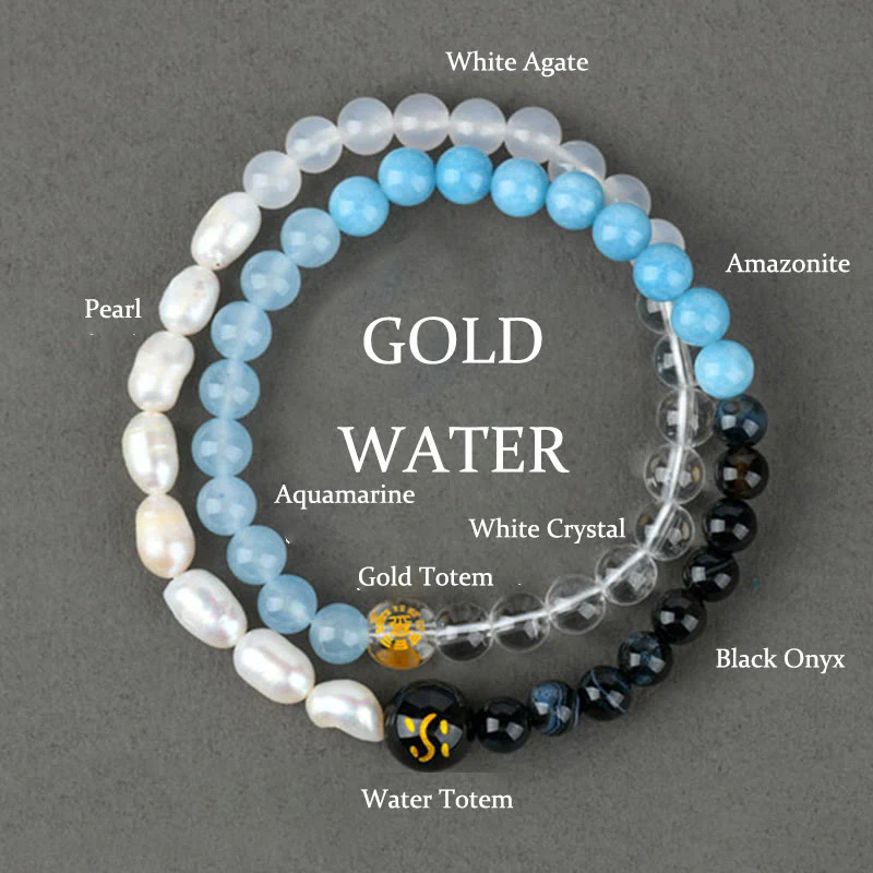 Mocoer Five Elements Various Agate Crystal Pearl Black Onyx White Agate White Crystal Luck Bracelet - Mocoer