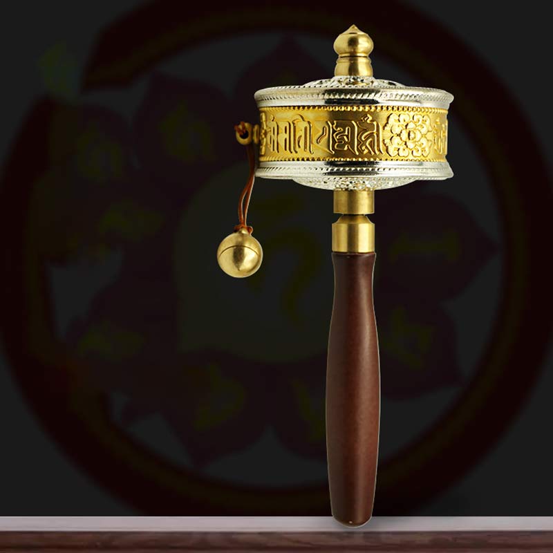 Mocoer Tibetan Prayer Wheel Six True Words Copper Peace Protection Decoration - Mocoer