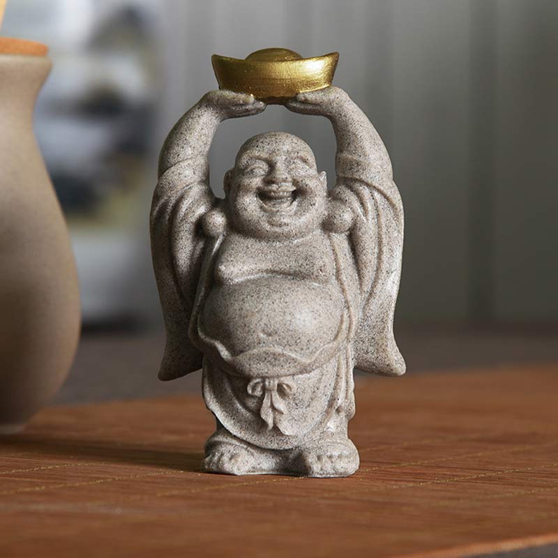 Mocoer Laughing Buddha Resin Statue Blessing Home Decoration - Mocoer