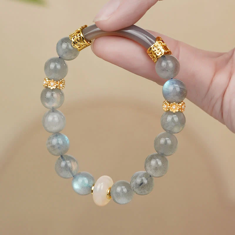 Mocoer Natural Labradorite Moonstone Healing Change Bracelet - Mocoer