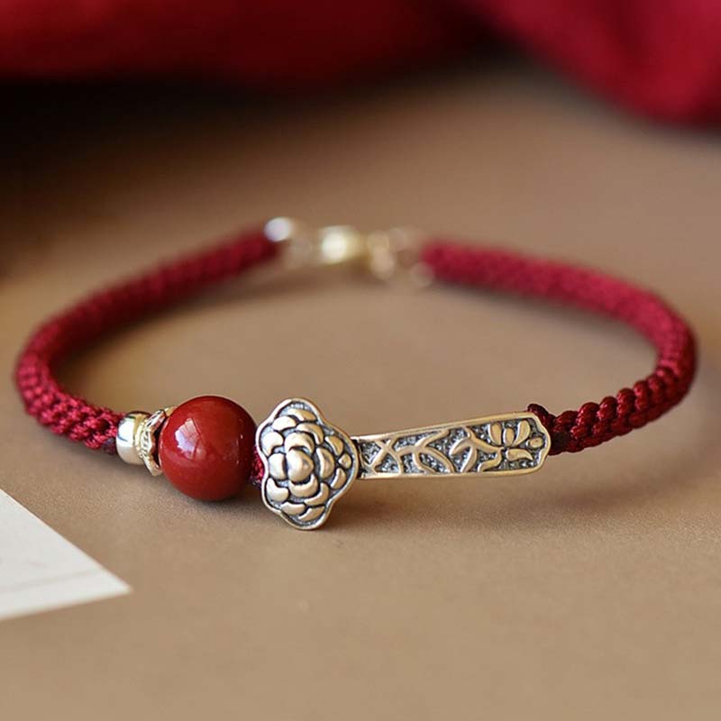 Mocoer 925 Sterling Silver Cinnabar Blessing String Bracelet - Mocoer