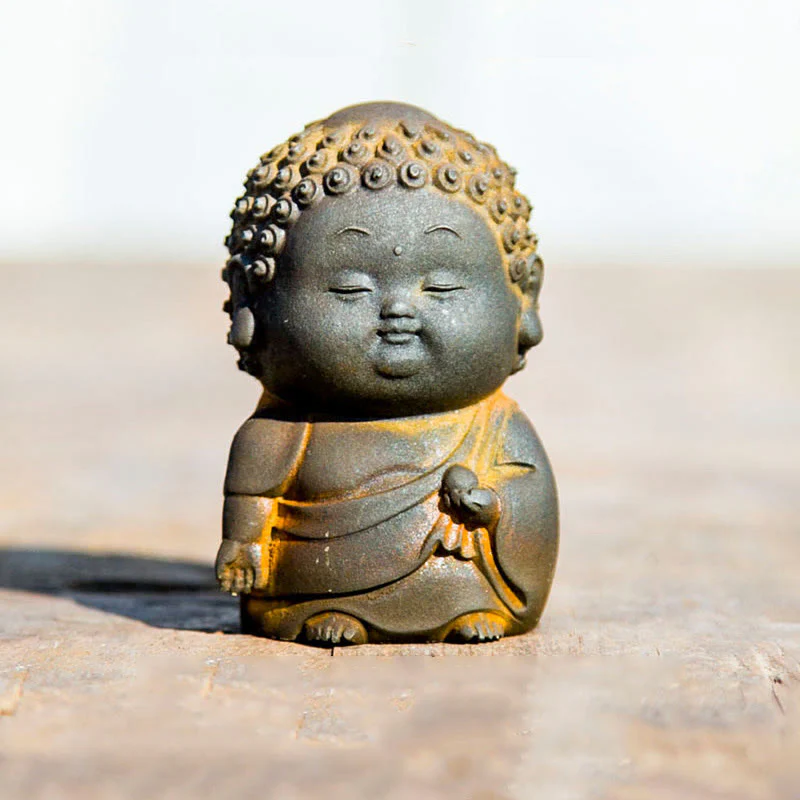 Mocoer Small Standing Lying Sitting Cute Buddha Iron Powder Rust Cast Resin Statue Home Decoration - Mocoer