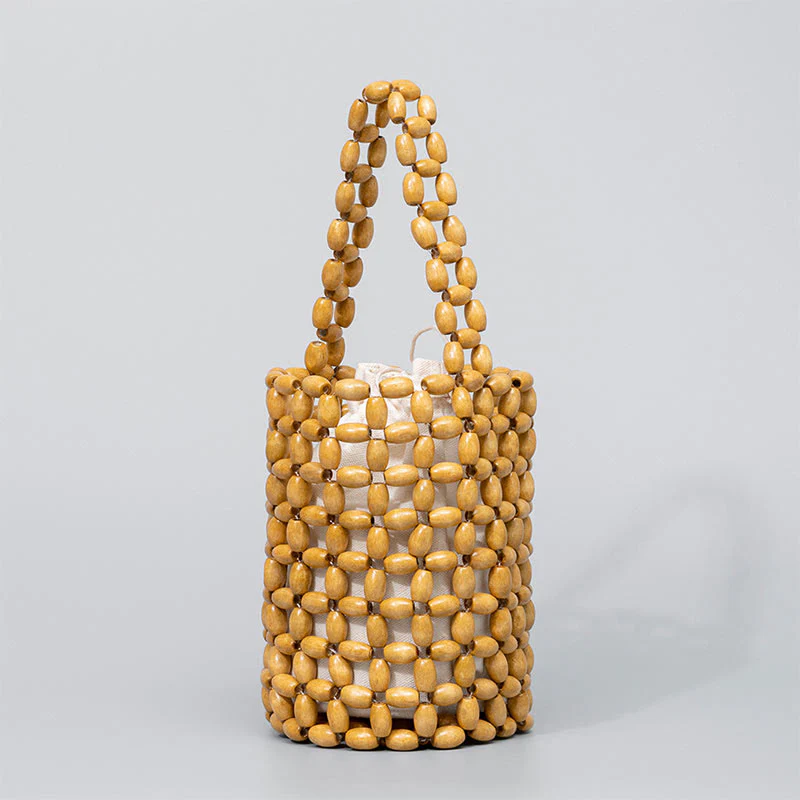 Mocoer Hand-woven Crude Wooden Beads Handbag - Mocoer