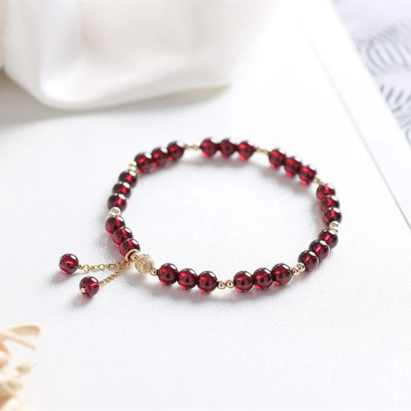 Mocoer 14K Gold Natural Garnet Calm Bracelet - Mocoer