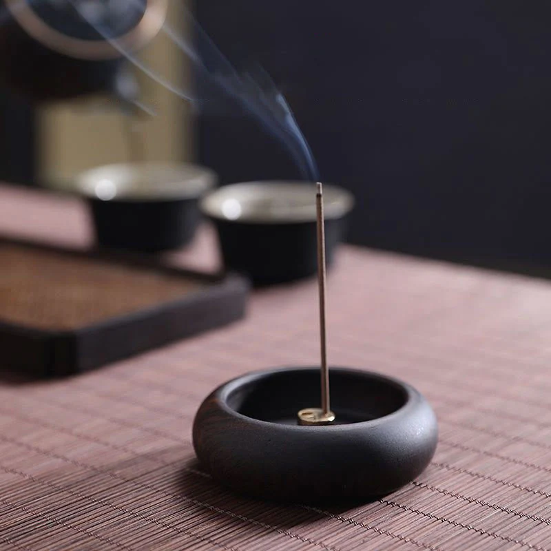 Mocoer Mini Ebony Wood Rosewood Meditation Healing Stick Incense Burner Decoration - Mocoer