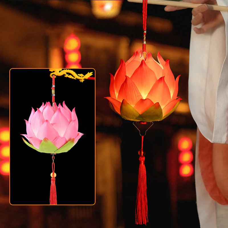 Mocoer DIY Lotus Flower Dragon Lantern Tassel Lamp Decoration - Mocoer