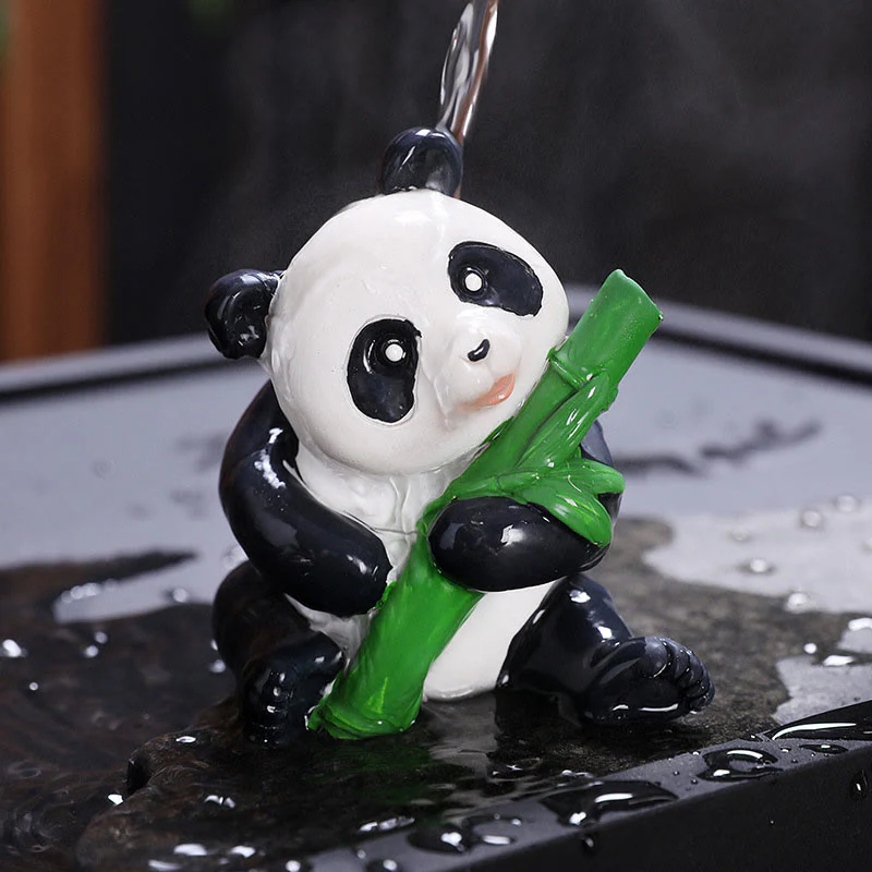 Mocoer Color Changing Small Cute Panda Bamboo Tea Pet Resin Home Figurine Decoration - Mocoer