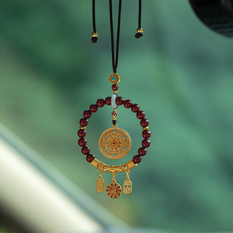 Mocoer Natural Cinnabar Wish Ruyi Peace Blessing Car Hanging Decoration - Mocoer