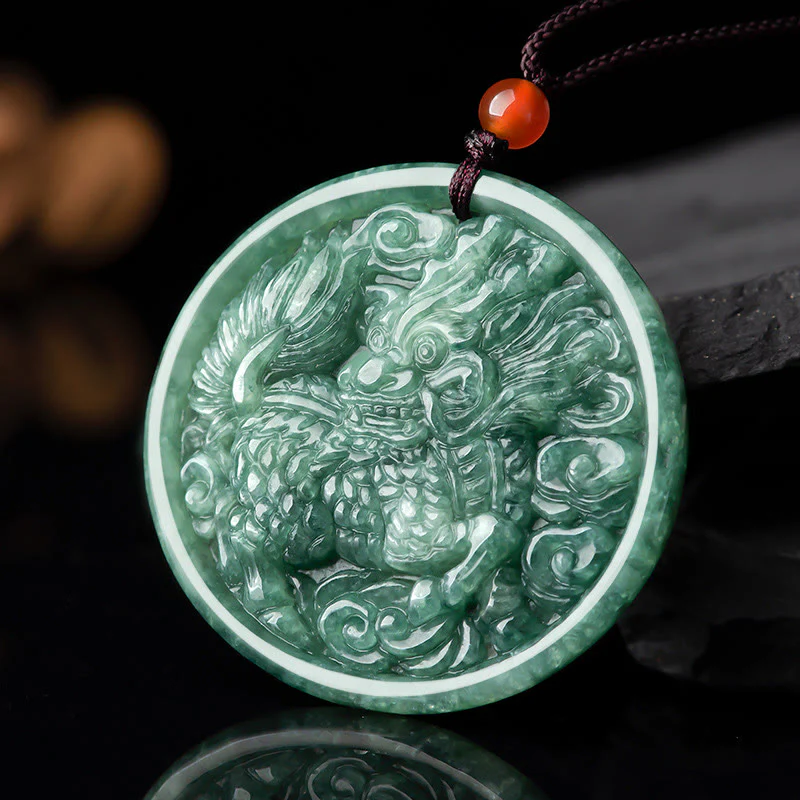 Mocoer Natural Jade Kirin Abundance String Necklace Pendant - Mocoer