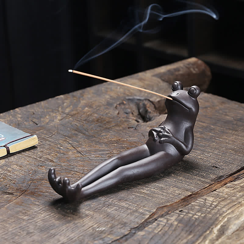 Mocoer Meditation Frog Ceramic Spiritual Healing Incense Burner - Mocoer