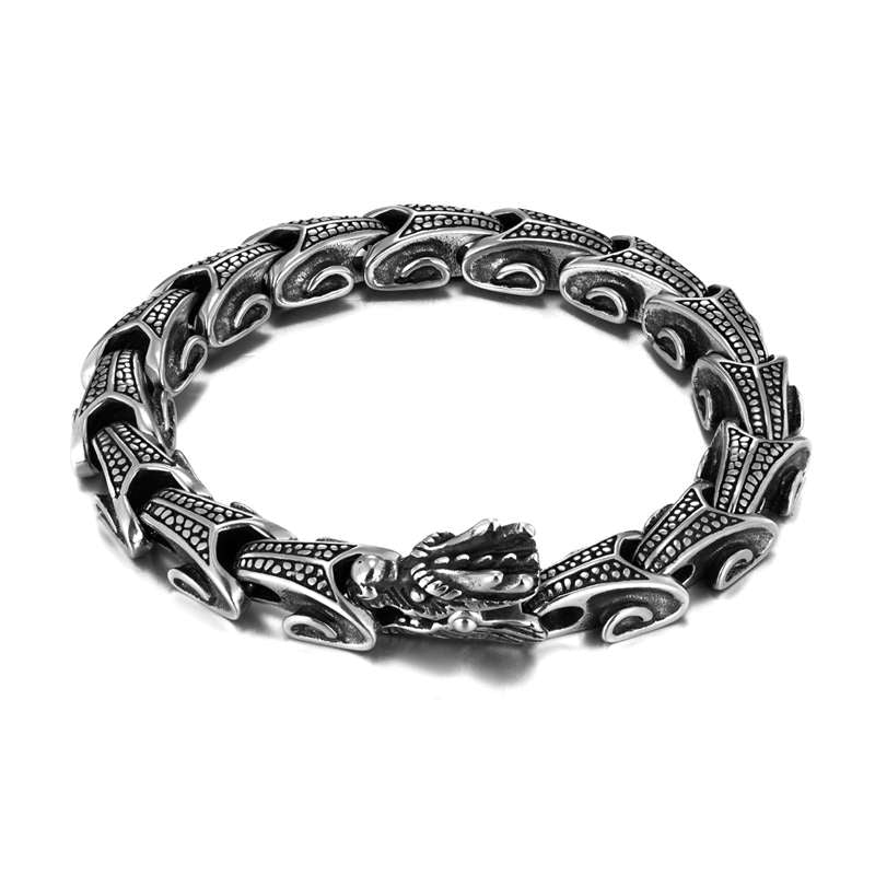 Mocoer Dragon Titanium Steel Luck Bracelet Bangle - Mocoer