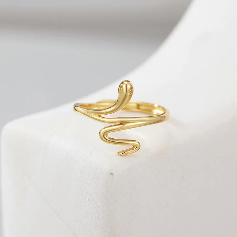 Mocoer 925 Sterling Silver Golden Snake Year Of The Snake Calm Balance Adjustable Ring - Mocoer