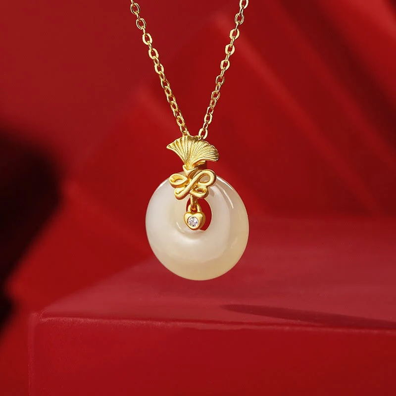 Mocoer 925 Sterling Silver Natural Hetian Jade Carnation Flower Prosperity Necklace Pendant - Mocoer