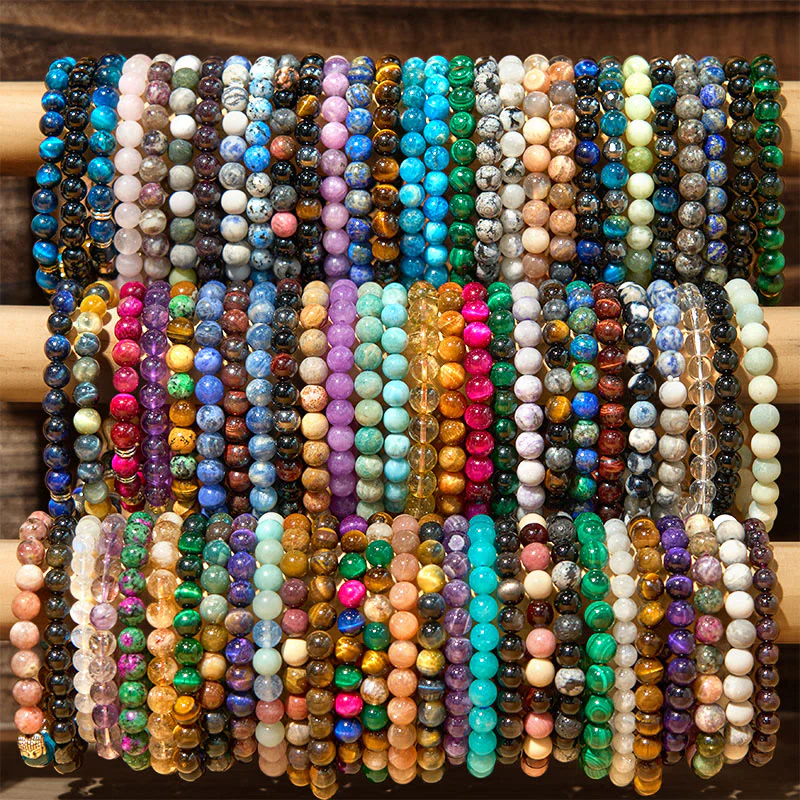Mocoer Buddha Stone Various Crystals Malachite Lazurite Hemimorphite Calmness Bracelet - Mocoer