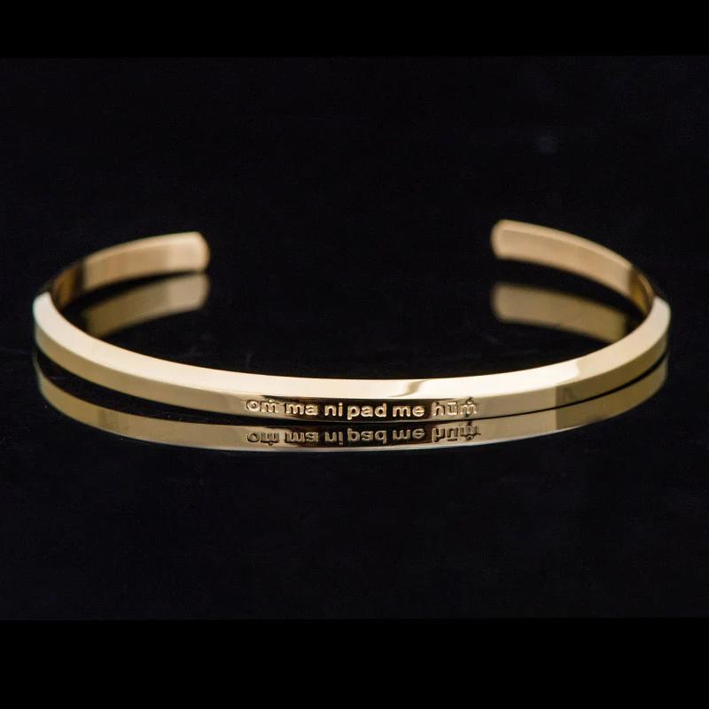 Mocoer Six True Words Engraving Titanium Steel Blessing Protection Bracelet - Mocoer