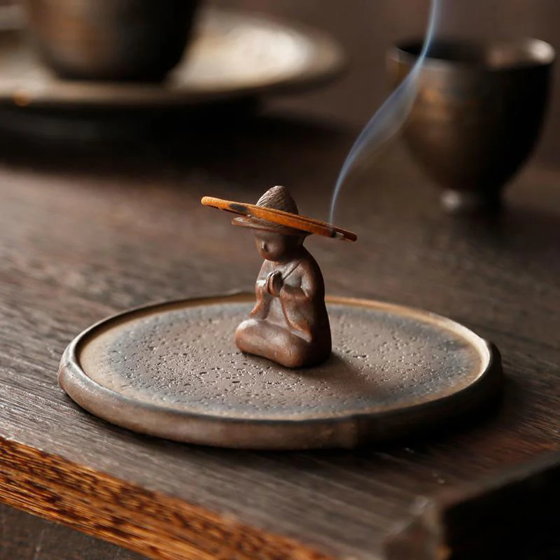 Mocoer Small Person Meditation Ceramic Spiritual Healing Incense Burner - Mocoer