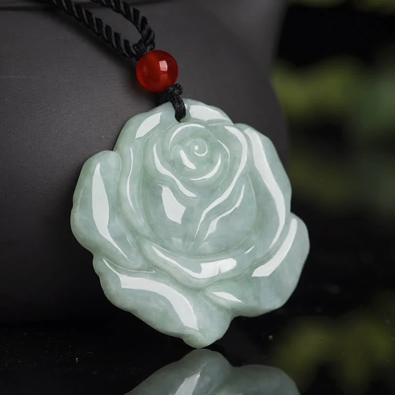 Mocoer Lotus Pattern Jade Abundance Prosperity Necklace String Pendant - Mocoer