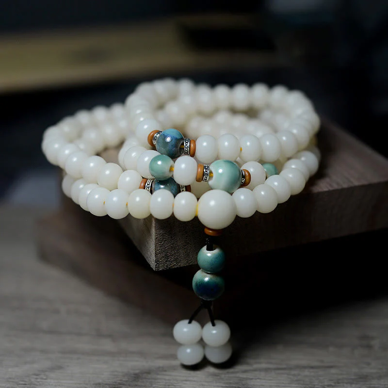 Mocoer 108 Mala Beads Bodhi Seed Keep Away Evil Spirits Calm Bracelet - Mocoer